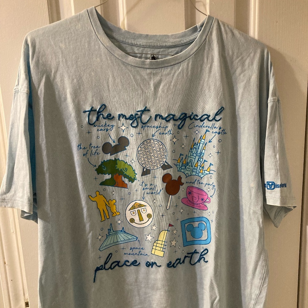 Disney Most Magical Place on Earth Blue Women’s Shirt Large